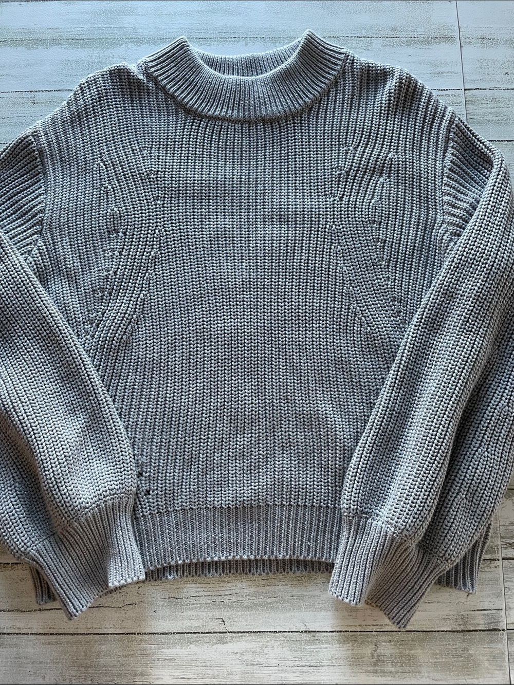 Light Gray with Silver Specs Bell Sleeves Crewneck Knit Sweater